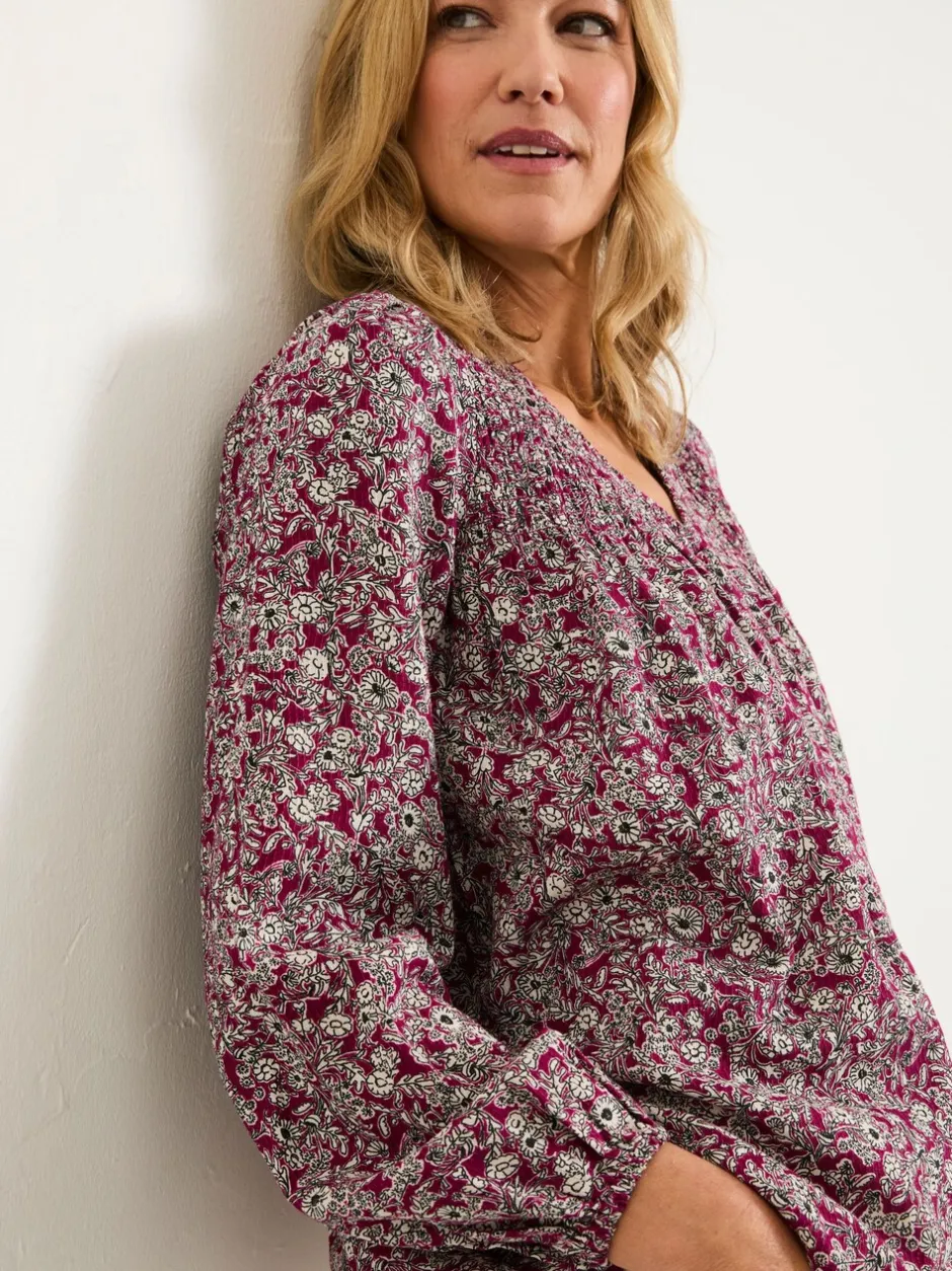 Blouses En Overhemden|Fat Face - FatFace Blouse Plum Purple 2 Tone Floral
