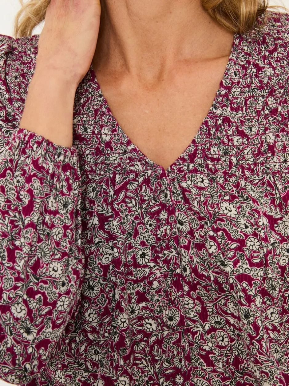 Blouses En Overhemden|Fat Face - FatFace Blouse Plum Purple 2 Tone Floral