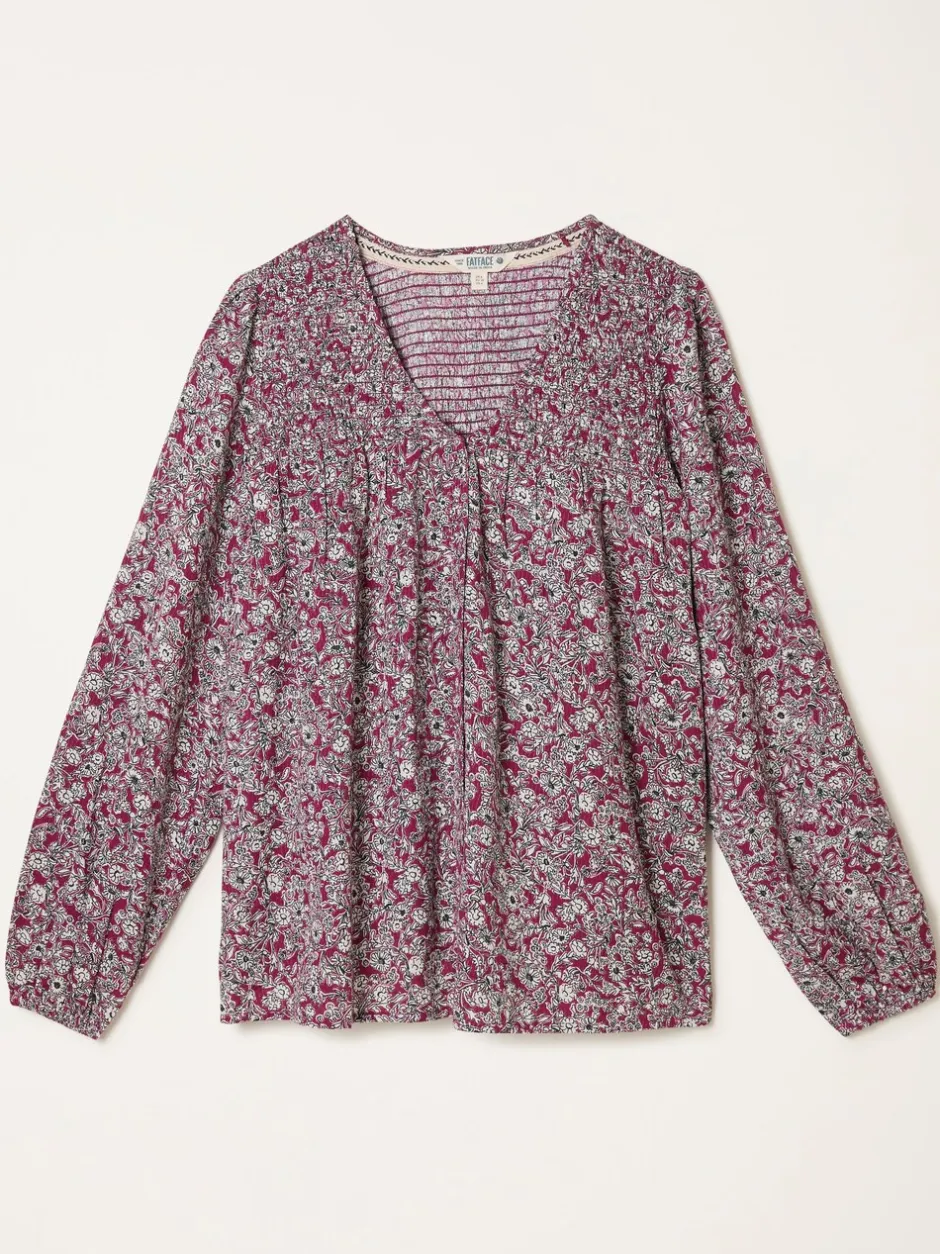 Blouses En Overhemden|Fat Face - FatFace Blouse Plum Purple 2 Tone Floral