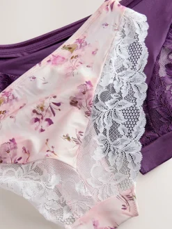 Onderbroeken*Next Plum Purple/Floral Print - Onderbroek met hoge pijpen 2 Pak