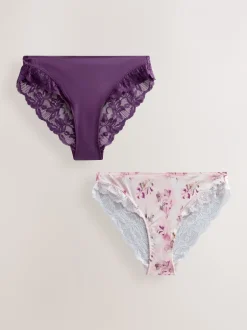 Onderbroeken*Next Plum Purple/Floral Print - Onderbroek met hoge pijpen 2 Pak