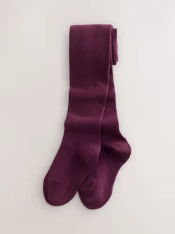 Sokken En Panty's|Sokken En Panty's*Next - Set van 3 katoenrijke tights Plum Rood, Roze en Zwart