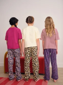 Nachtkleding En Pyjama's|Pyjama's*Next - Verpakking van 3 pyjama's met joggingbroek met dierenprint (3-16jr) Plum/Bruin