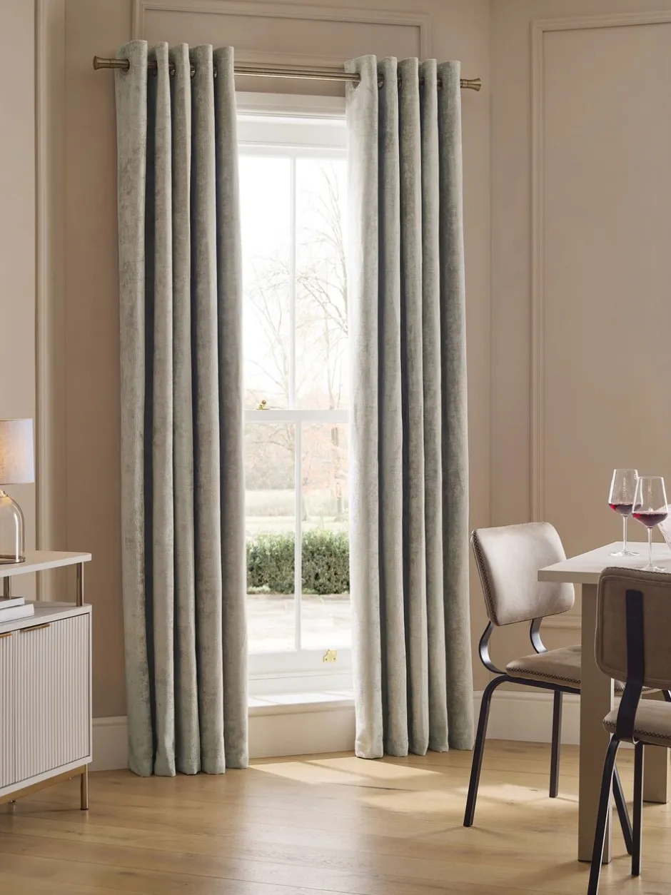 Gordijnen|Gordijnen|Next Plush Chenille Eyelet Curtains Natuurlijk