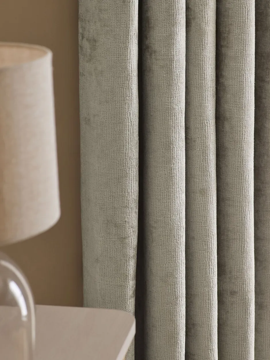 Gordijnen|Gordijnen|Next Plush Chenille Eyelet Curtains Natuurlijk