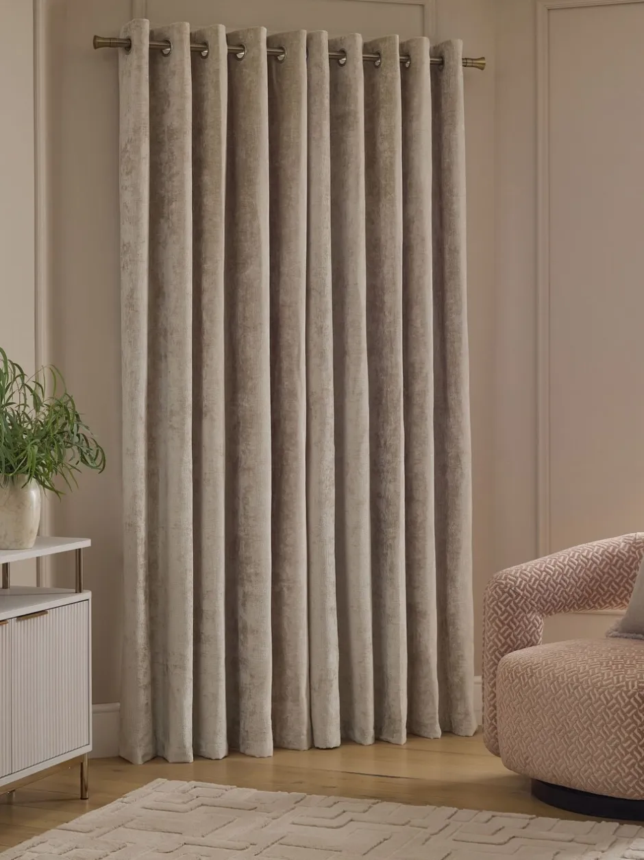 Gordijnen|Gordijnen*Next Plush Chenille Eyelet Curtains Natuurlijk