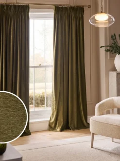 Gordijnen|Gordijnen|Next Plush Chenille Pencil Pleat Lined Curtains