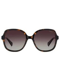 Zonnebril*Polaroid Brown Square Sunglasses With Jewel Embellishment