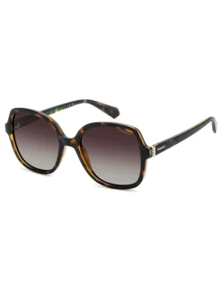 Zonnebril*Polaroid Brown Square Sunglasses With Jewel Embellishment