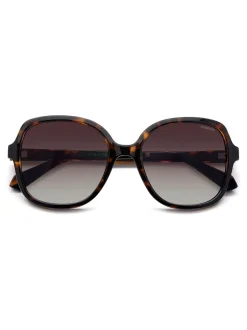 Zonnebril*Polaroid Brown Square Sunglasses With Jewel Embellishment
