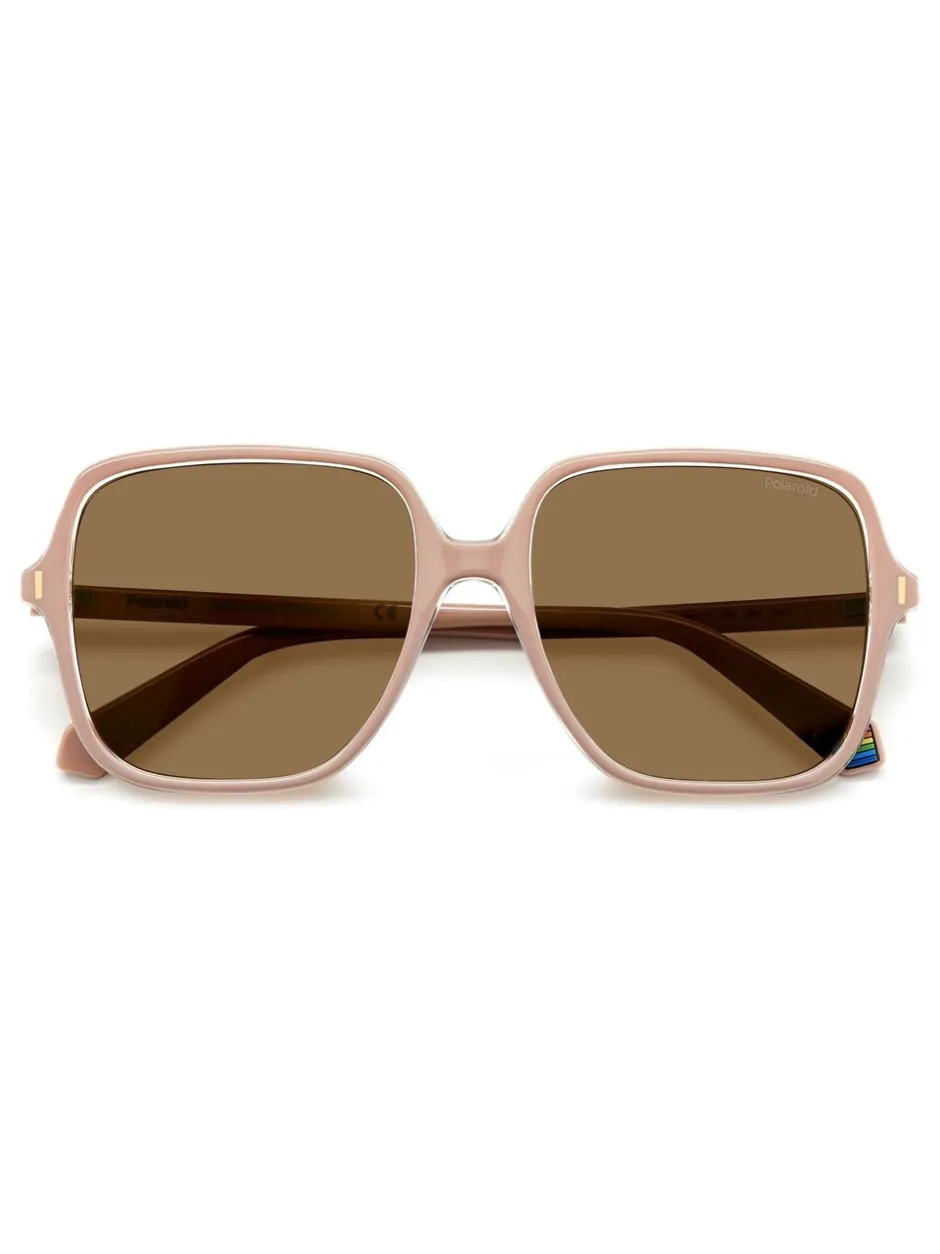 Zonnebril*Polaroid Oversized Pink Square Sunglasses