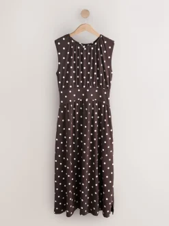 Jurken|Next - Midi-jurk Polka Dot Chocolate Brown