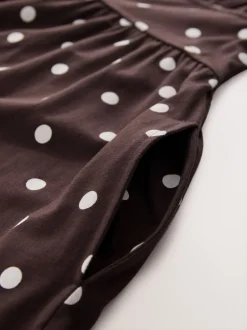 Jurken|Next - Midi-jurk Polka Dot Chocolate Brown