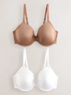Beha's*Next Praline huidskleur/wit - A-E Afvlakkende Ultimate Comfort Beha's 2 Verpakking