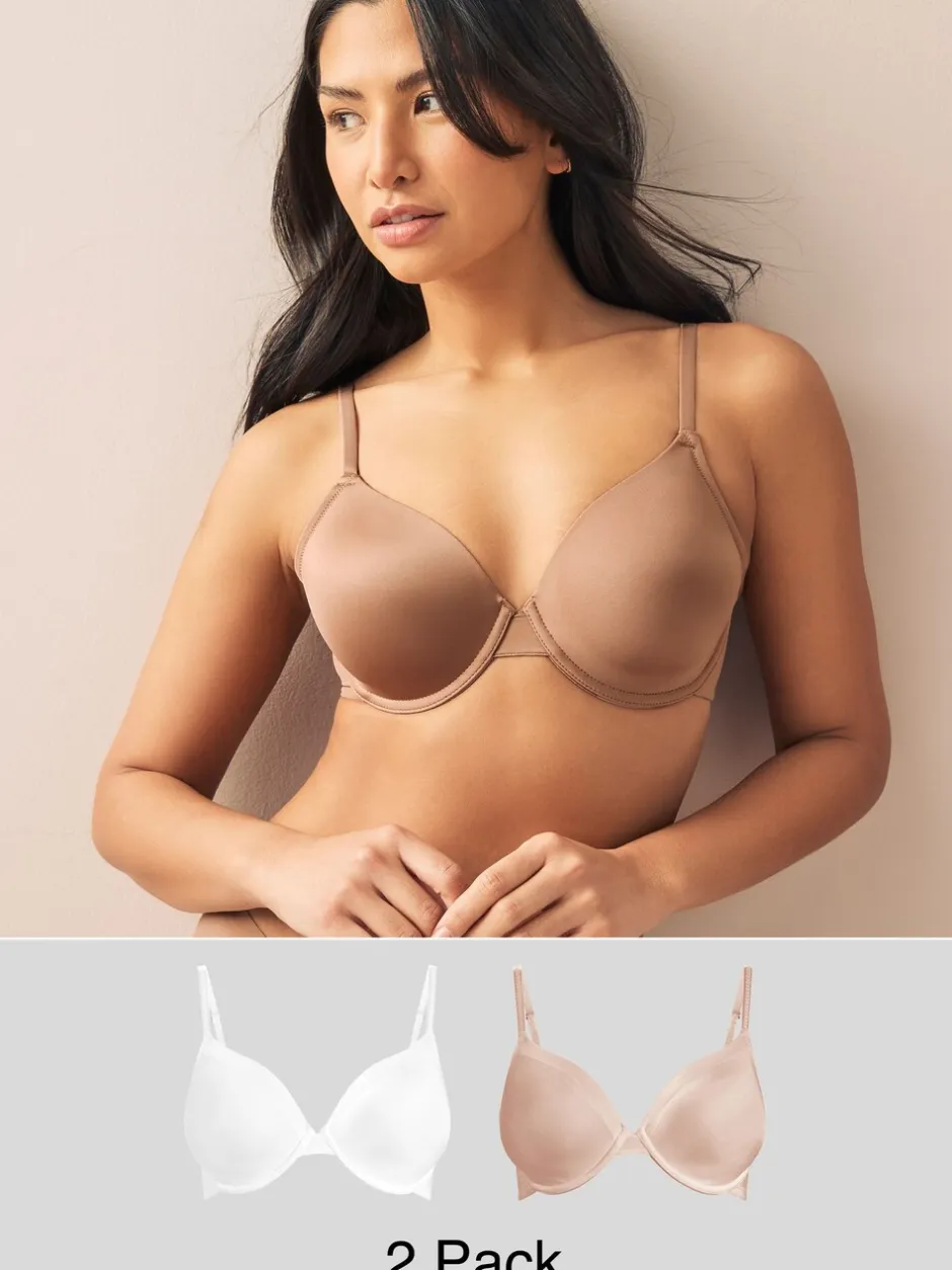 Beha's*Next Praline huidskleur/wit - A-E Afvlakkende Ultimate Comfort Beha's 2 Verpakking