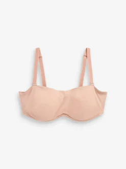 Beha's*Next - Minimaliserende strapless bandeaubeha zonder vulling in cupmaat DD+ Praline nude