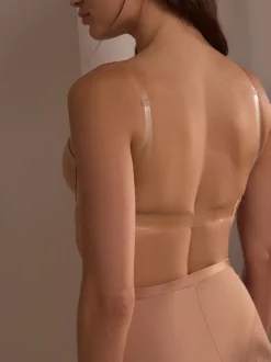 Beha's|Next - Nude beha voor een glad silhouet zonder bandjes met transparante achterkant Praline nude