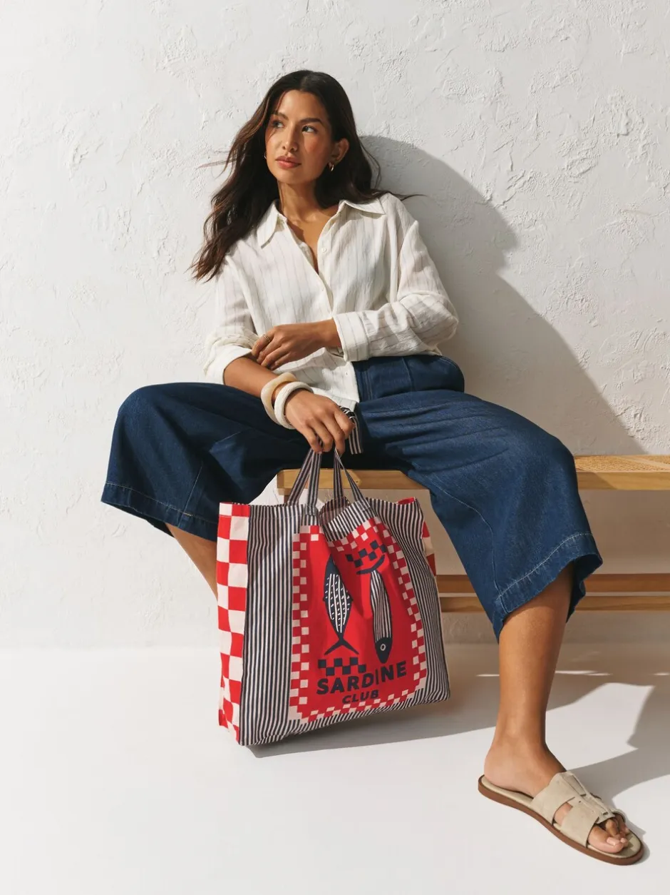Tassen En Portemonnees*Next Print - Sardine Print 100% Cotton Shopper Bag