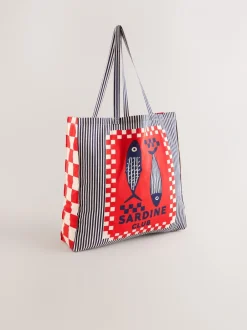 Tassen En Portemonnees*Next Print - Sardine Print 100% Cotton Shopper Bag