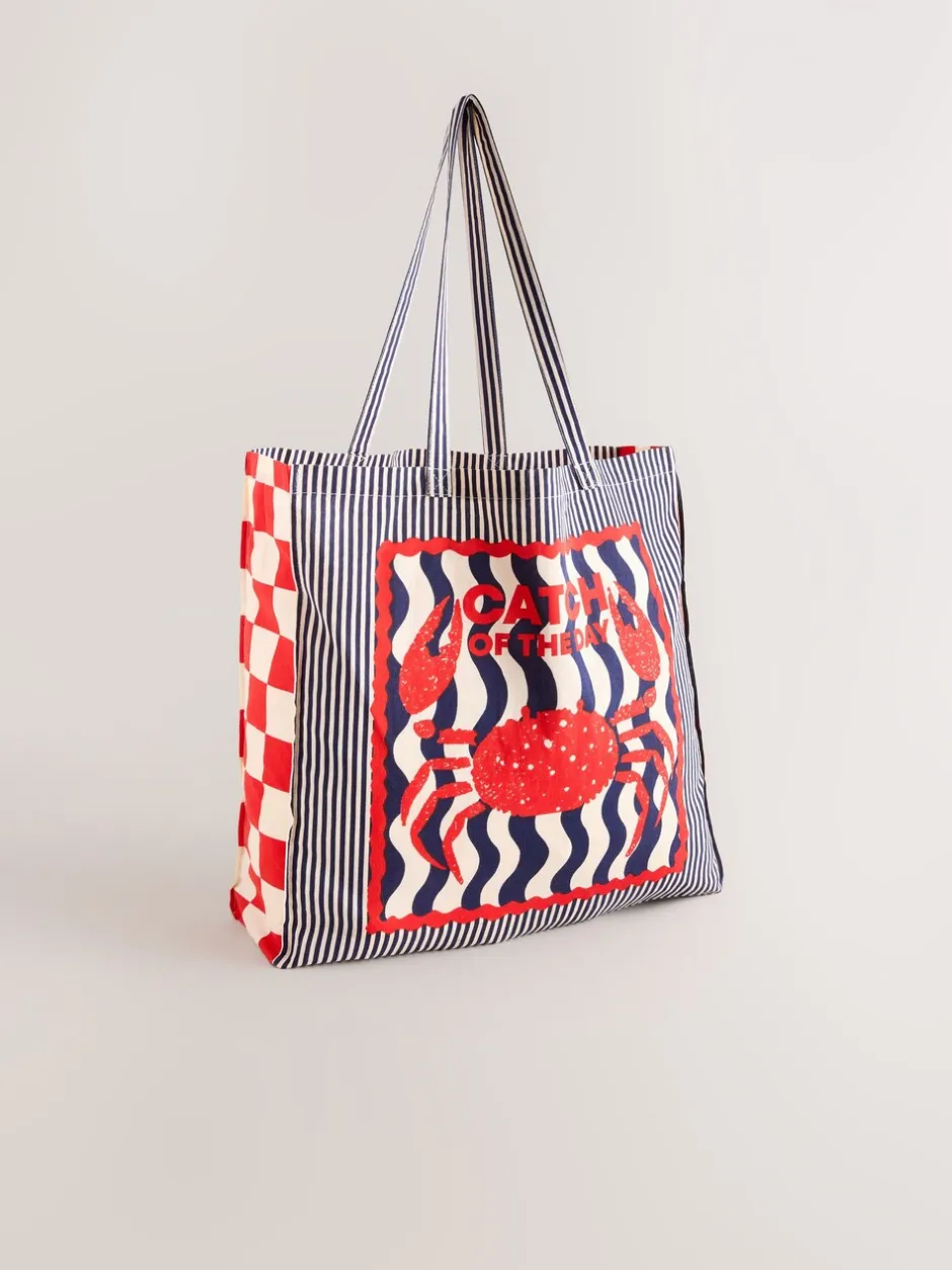 Tassen En Portemonnees*Next Print - Sardine Print 100% Cotton Shopper Bag