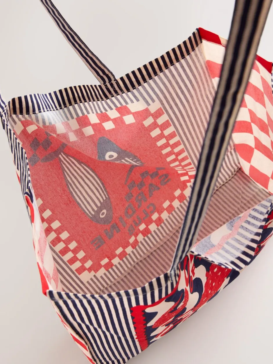 Tassen En Portemonnees*Next Print - Sardine Print 100% Cotton Shopper Bag