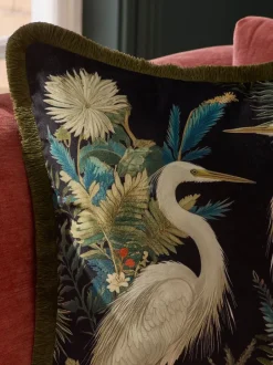 Kussentjes En Plaids|Kussentjes En Plaids|Next Printed Crane Velvet Cushion