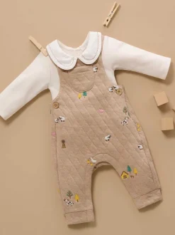 Rompertjes En Tuinbroeken|Purebaby Quilted Embroidered Dungarees