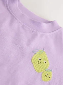Tops|Tops*Next - Short Sleeve Embroidered T-Shirt (3mths-7yrs) Purple Lemon
