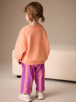 Broeken En Leggings*Next Purple Orange Stripe - Broek met wijde kortere pijpen (3mnd -7jr)
