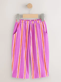 Broeken En Leggings*Next Purple Orange Stripe - Broek met wijde kortere pijpen (3mnd -7jr)