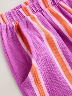 Broeken En Leggings*Next Purple Orange Stripe - Broek met wijde kortere pijpen (3mnd -7jr)