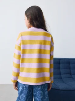 Tops|T-Shirts|Next - Getextureerde top met lange mouwen (3-16jr) Purple/Ochre Stripe