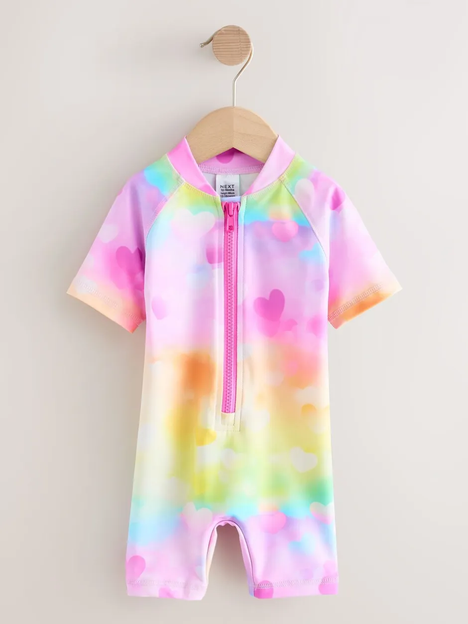 Badkleding|Badkleding*Next Rainbow Ombre Hearts - Zonbeschermend badpak (3 mnd-10 jr)