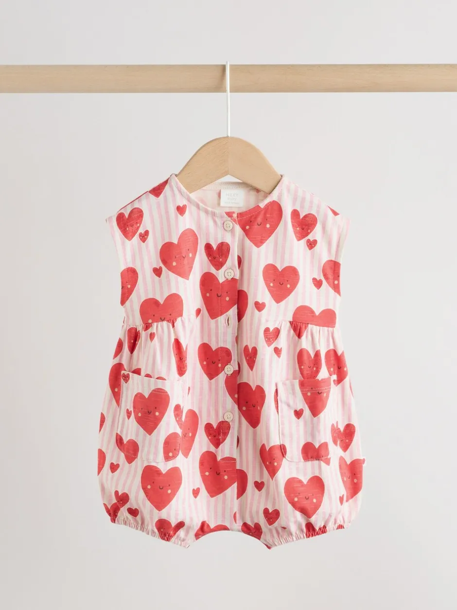 Rompertjes En Tuinbroeken*Next - romperpakje Red Heart Printed Button Through