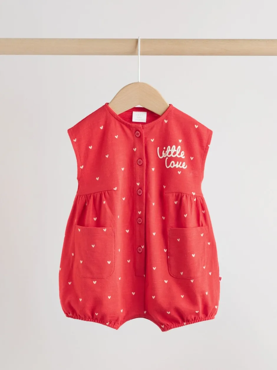 Rompertjes En Tuinbroeken*Next - romperpakje Red Heart Printed Button Through