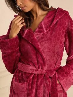 Badjassen|Love & Roses - Cosy Dressing Gown Red Heart Tipped