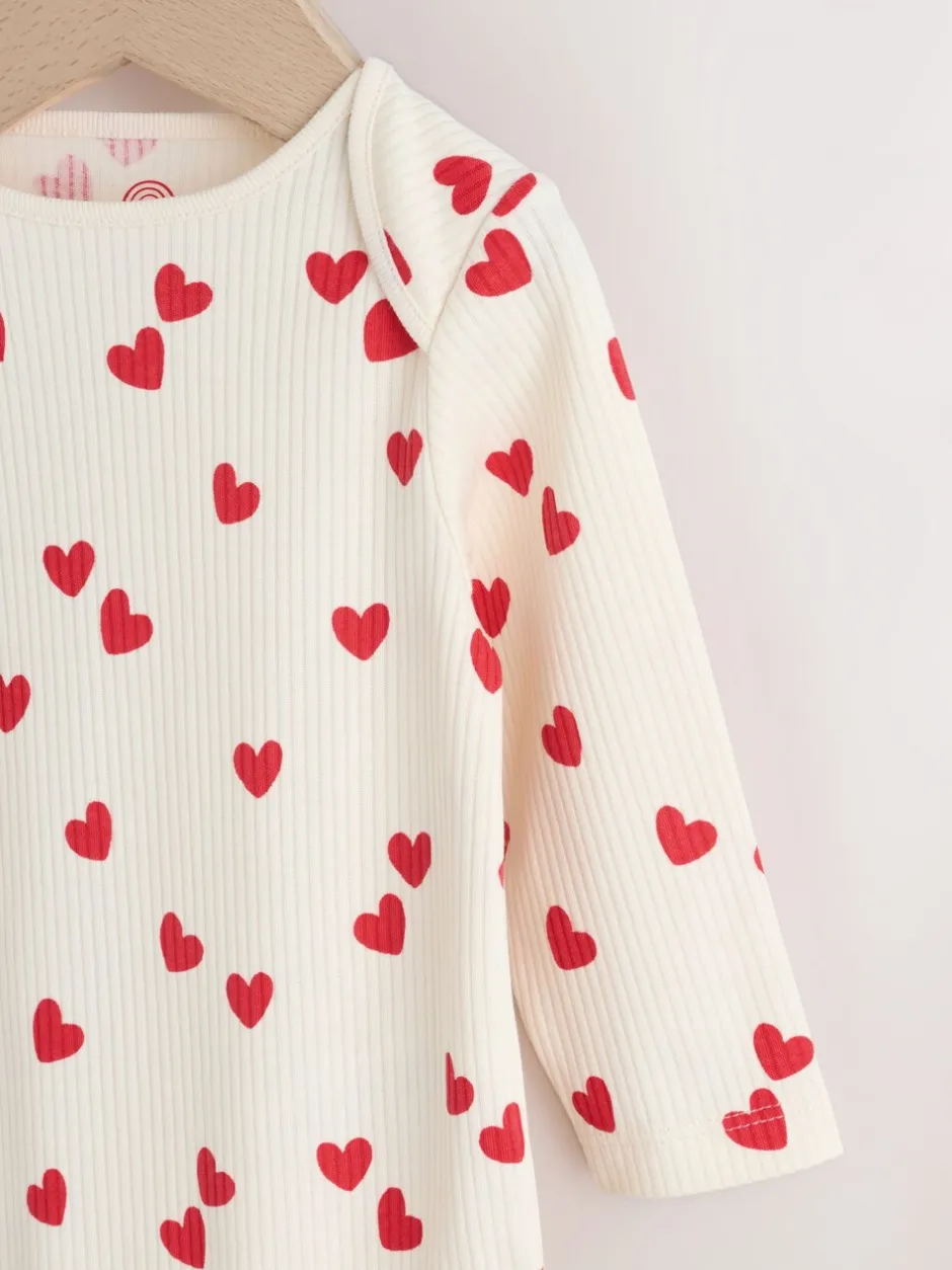 Rompertjes En Hemdjes|Next Red Heart Valentines - Babyrompertjes met lange mouwen