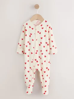 Babypakjes En Babypyjama's*Next Red Heart Valentines - Valentines Two Way Zip Baby Sleepsuit (0-2yrs)