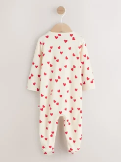 Babypakjes En Babypyjama's*Next Red Heart Valentines - Valentines Two Way Zip Baby Sleepsuit (0-2yrs)