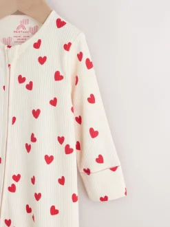 Babypakjes En Babypyjama's*Next Red Heart Valentines - Valentines Two Way Zip Baby Sleepsuit (0-2yrs)