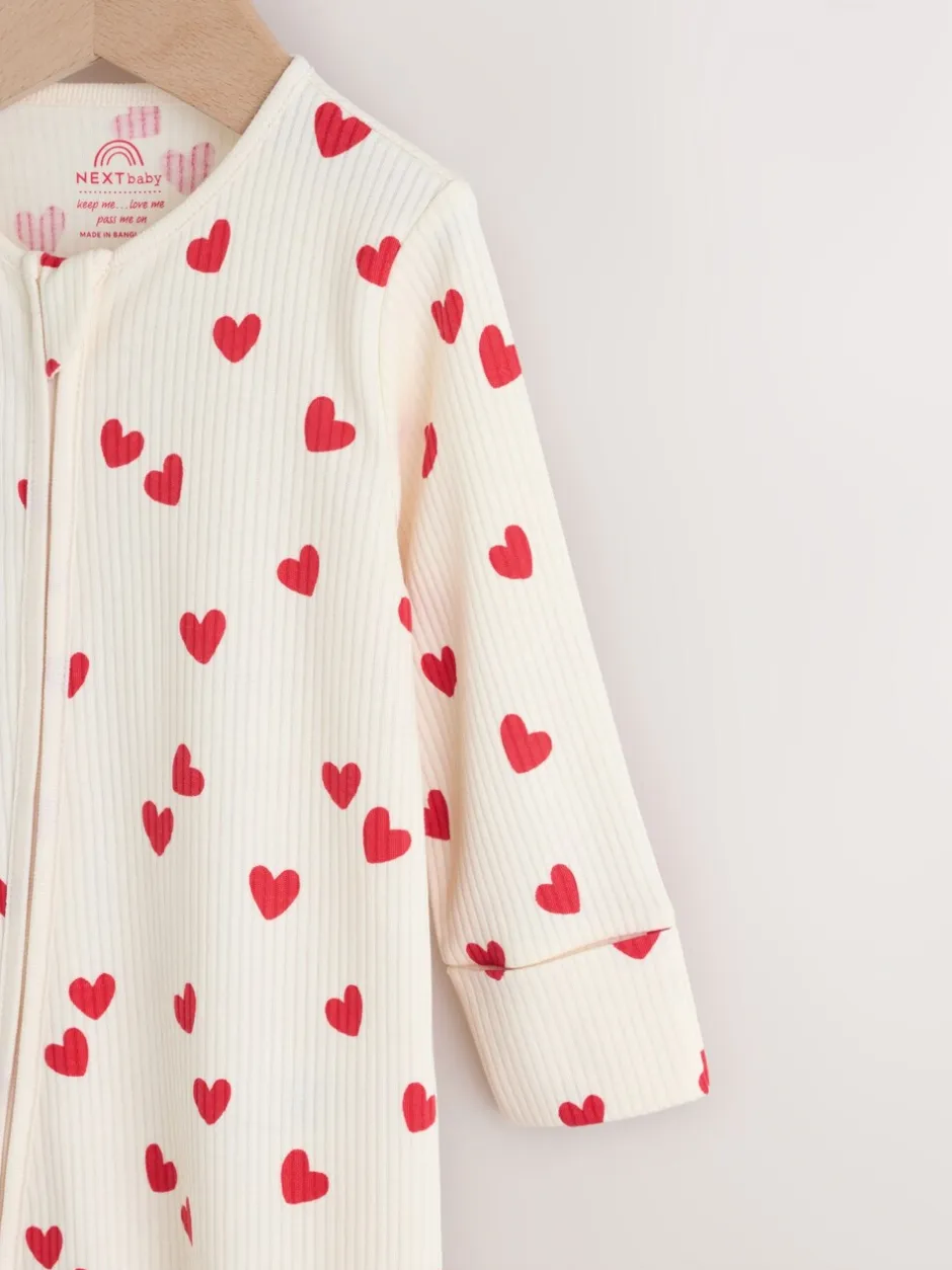 Babypakjes En Babypyjama's*Next Red Heart Valentines - Valentines Two Way Zip Baby Sleepsuit (0-2yrs)