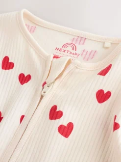 Babypakjes En Babypyjama's*Next Red Heart Valentines - Valentines Two Way Zip Baby Sleepsuit (0-2yrs)