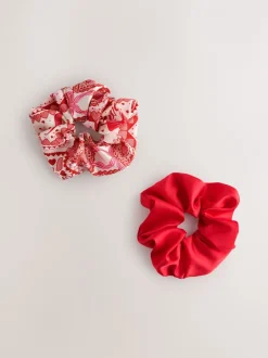 Haaraccessoires|Next Red Valentine Patchwork - Oversized Scrunchies 2 Pack