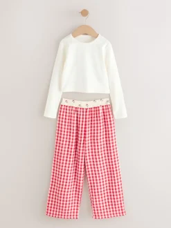 Nachtkleding En Pyjama's|Pyjama's*Next Red/Ecru Gingham - Wide Leg Pyjamas (3-16yrs)