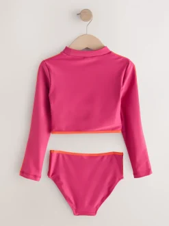 Badkleding*Next Red/Orange Slogan - Bikini met lange mouwen (3 - 16 jr)