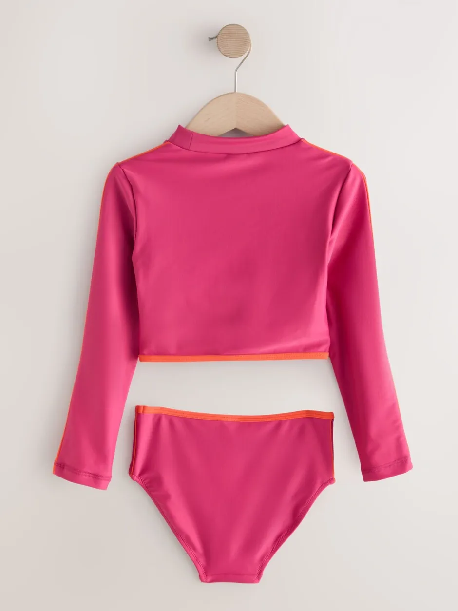 Badkleding*Next Red/Orange Slogan - Bikini met lange mouwen (3 - 16 jr)