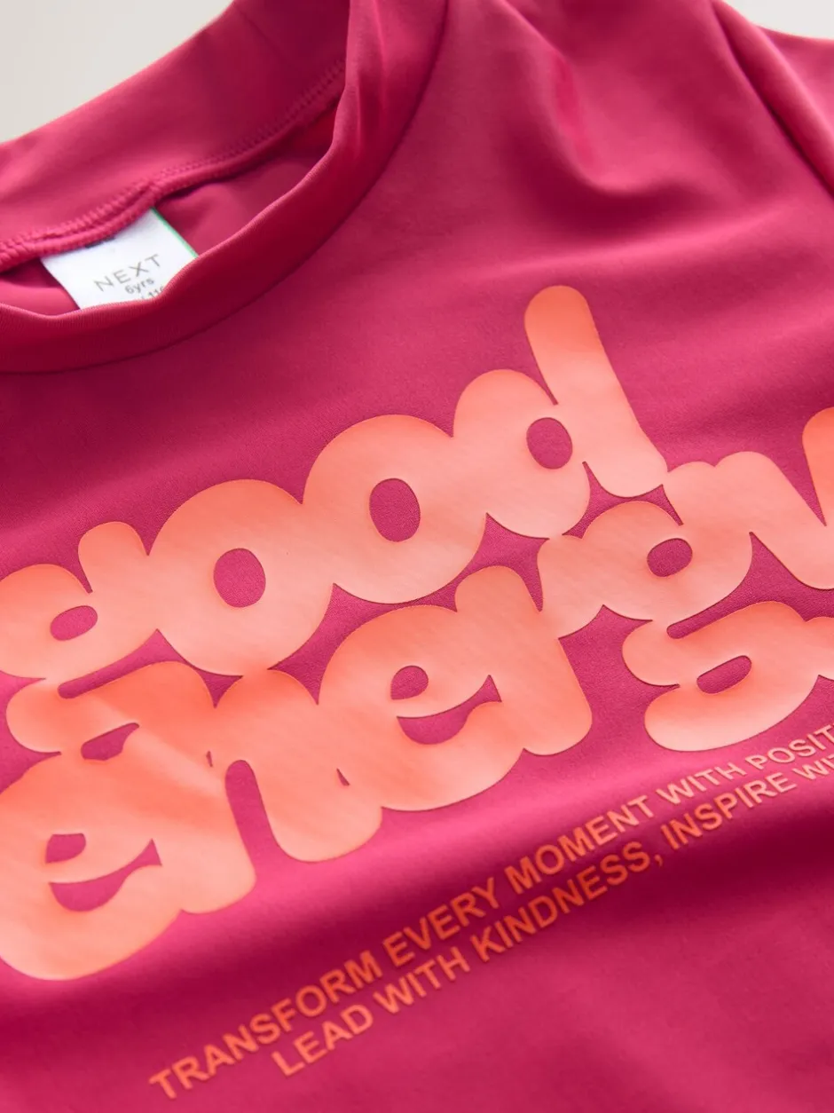 Badkleding*Next Red/Orange Slogan - Bikini met lange mouwen (3 - 16 jr)