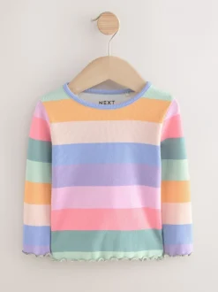 Tops|Next Regenboog - Geribbeld T-shirt met lange mouwen (3mnd-7jr)