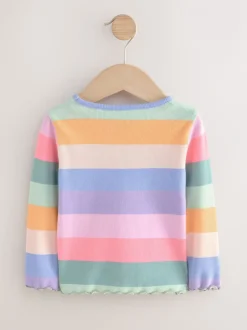 Tops|Next Regenboog - Geribbeld T-shirt met lange mouwen (3mnd-7jr)