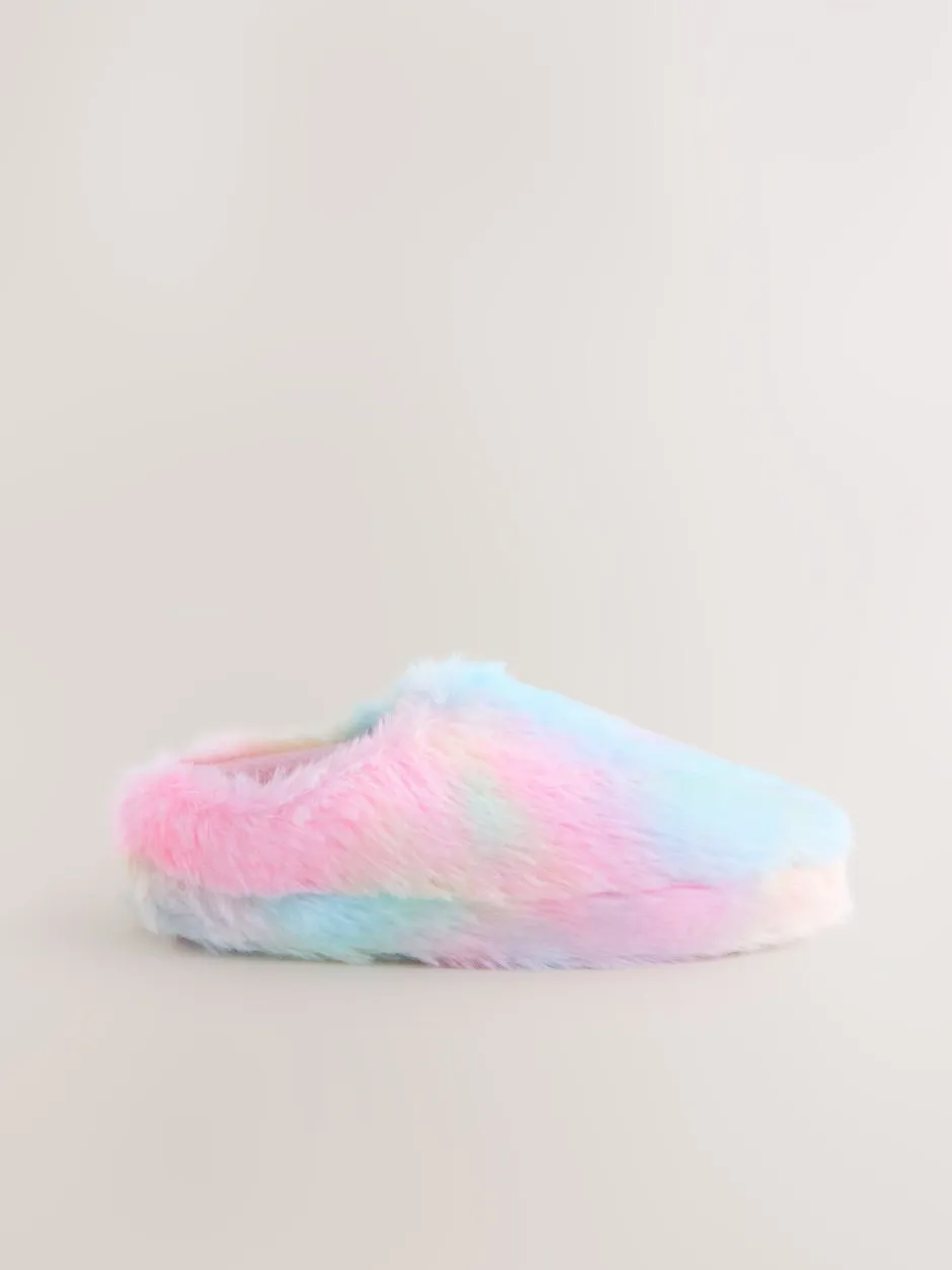 Pantoffels|Next - Pantoffels met imitatiebont Regenboog